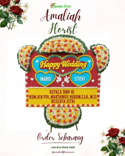 Karangan Papan Bunga Pernikahan di Kibing